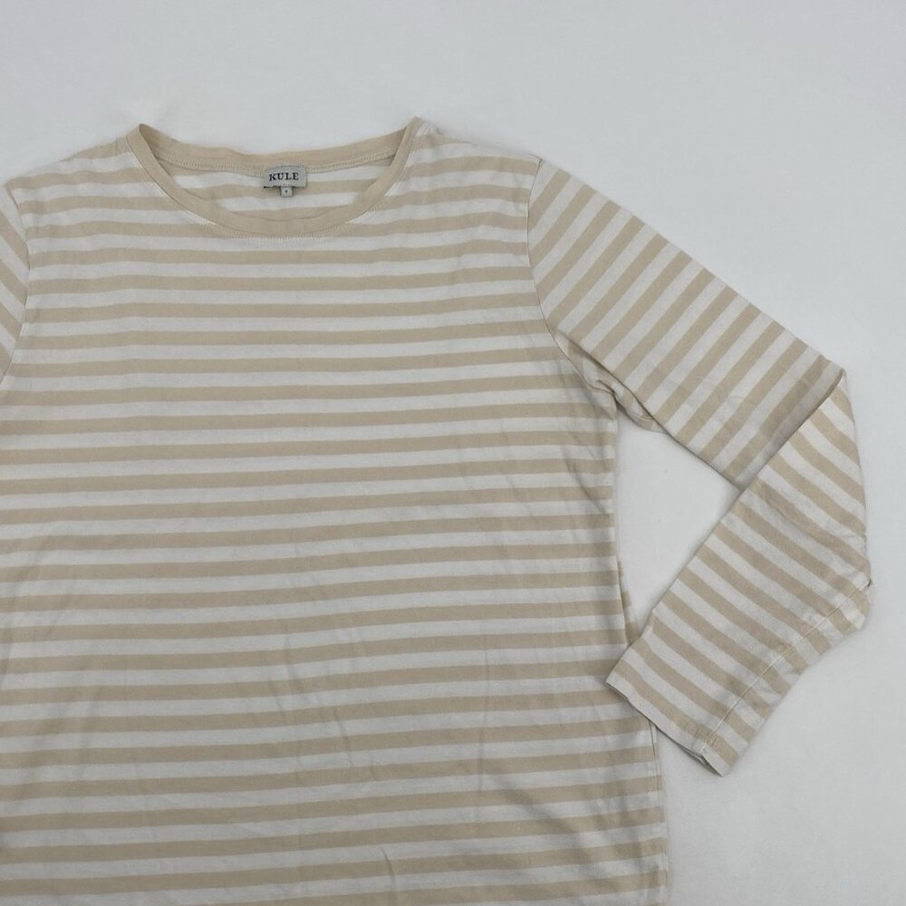 KULE Women's Size Small Cream White Striped Long Sleeve Shirt Cotton - Picture 5 of 12